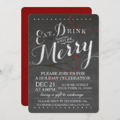 Uitnodiging kerstfeestdag Chalkboard (Voorkant / Achterkant)