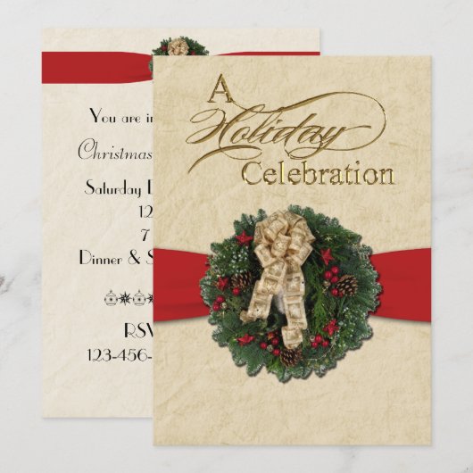 Uitnodiging kerstfeestdag feestdag (Voorkant / Achterkant)