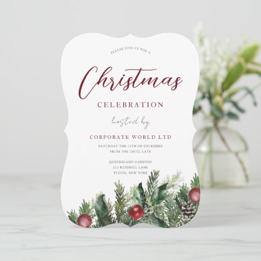Uitnodiging kerstfeestdag feestdag (Staand voorkant)