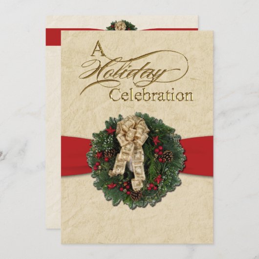 Uitnodiging kerstfeestdag feestdag (Voorkant / Achterkant)