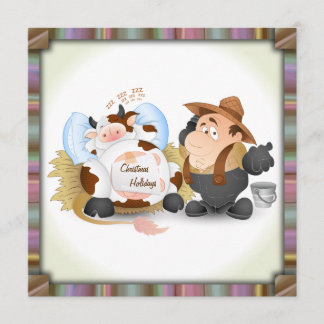 Uitnodiging kerstfeestdag - grappige koe