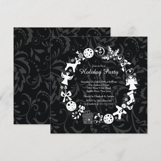 Uitnodiging kerstfeestdag met kerstmis (Voorkant / Achterkant)