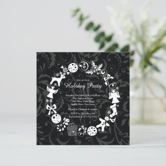 Uitnodiging kerstfeestdag met kerstmis (Staand voorkant)