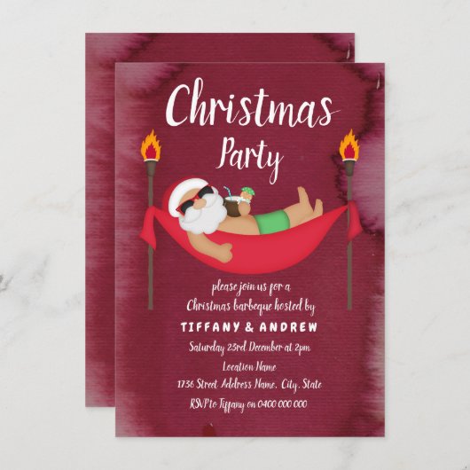 Uitnodiging kerstfeestelijke kerstmis in Santa Ham (Voorkant / Achterkant)