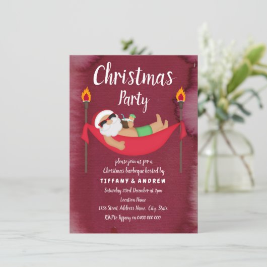 Uitnodiging kerstfeestelijke kerstmis in Santa Ham (Staand voorkant)