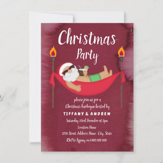 Uitnodiging kerstfeestelijke kerstmis in Santa Ham (Voorkant)