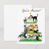 Uitnodiging kerstkat-boom (Voorkant / Achterkant)