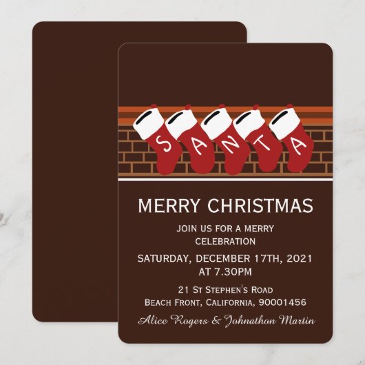 Uitnodiging kerstkerstfeestpartij (Voorkant / Achterkant)