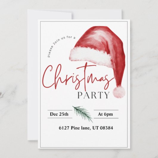 Uitnodiging kerstkerstkerstkerstSanta Hat (Voorkant)