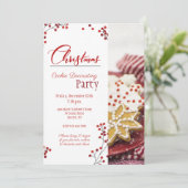 Uitnodiging kerstkoekjes Decoratieve Partij (Staand voorkant)