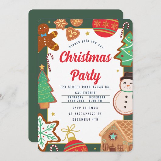 Uitnodiging Kerstkransjesfeestje (Voorkant / Achterkant)