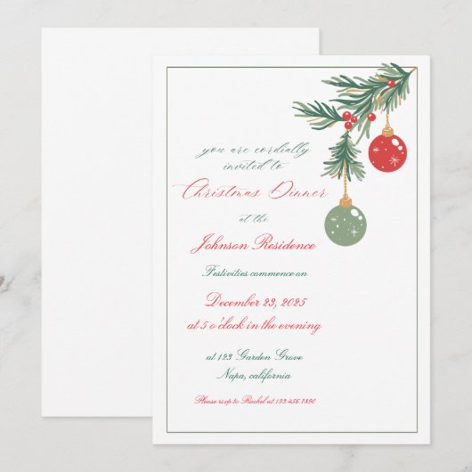 Uitnodiging kerstmis (Voorkant / Achterkant)