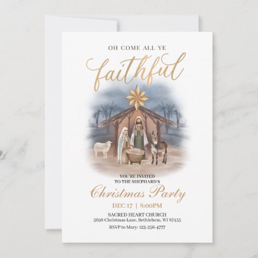 Uitnodiging kerstmis, feestdag voor religie (Voorkant)