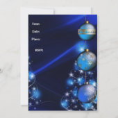 Uitnodiging Kerstmis Kerstfeest Blauwe Ballen Kers (Achterkant)