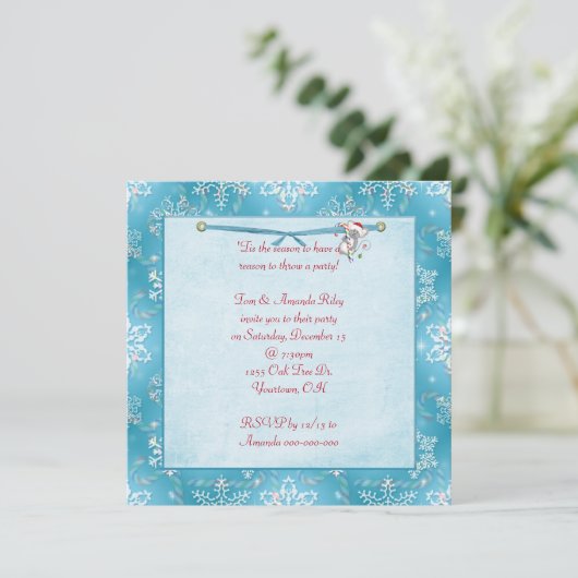 Uitnodiging kerstmis Snowflakes (Staand voorkant)