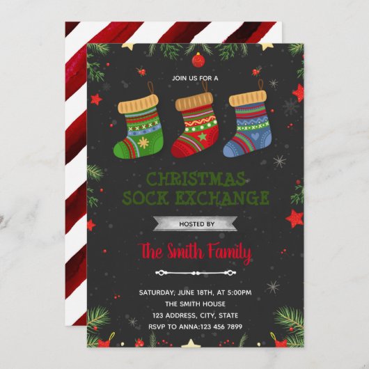 Uitnodiging kerstsokbeurs (Voorkant / Achterkant)