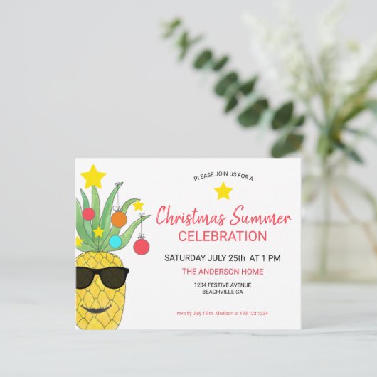 Uitnodiging kerstzomeranananappel briefkaart (Staand voorkant)