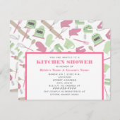 Uitnodiging keukendouche - Roze en groen (Voorkant / Achterkant)