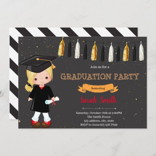 Uitnodiging kinder afstuderen voor de kleuterschoo (Voorkant / Achterkant)