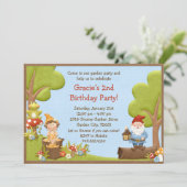 Uitnodiging Kinder Gnome Birthday (Staand voorkant)