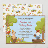 Uitnodiging Kinder Gnome Birthday (Voorkant / Achterkant)