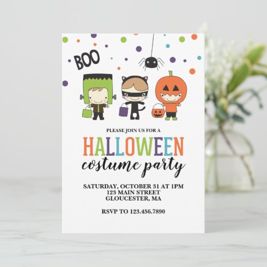 Uitnodiging Kinder Halloween Costume Party (Staand voorkant)
