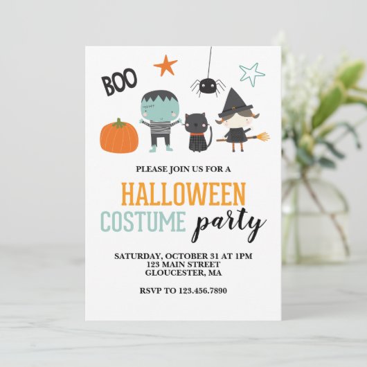 Uitnodiging Kinder Halloween Costume Party (Staand voorkant)
