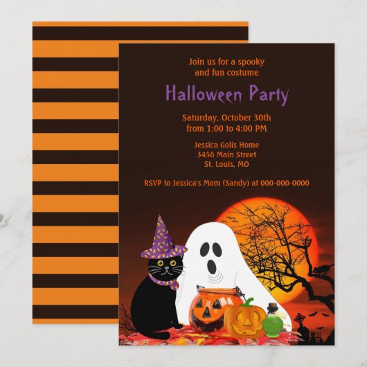 Uitnodiging Kinder Halloween Costume Party (Voorkant / Achterkant)