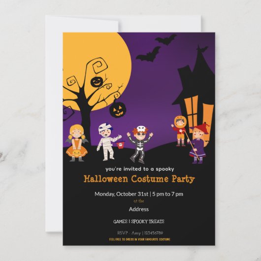 Uitnodiging Kinder Halloween Costume Party (Voorkant)
