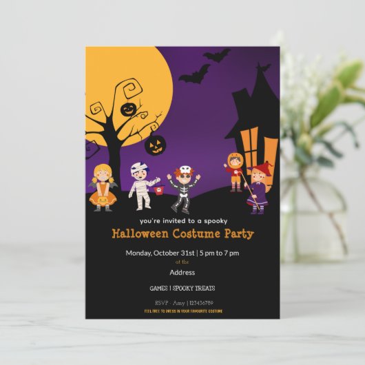 Uitnodiging Kinder Halloween Costume Party (Staand voorkant)