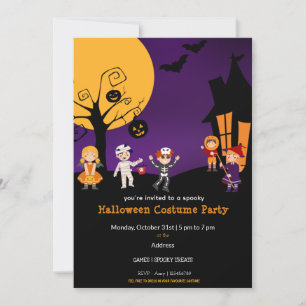 Uitnodiging Kinder Halloween Costume Party