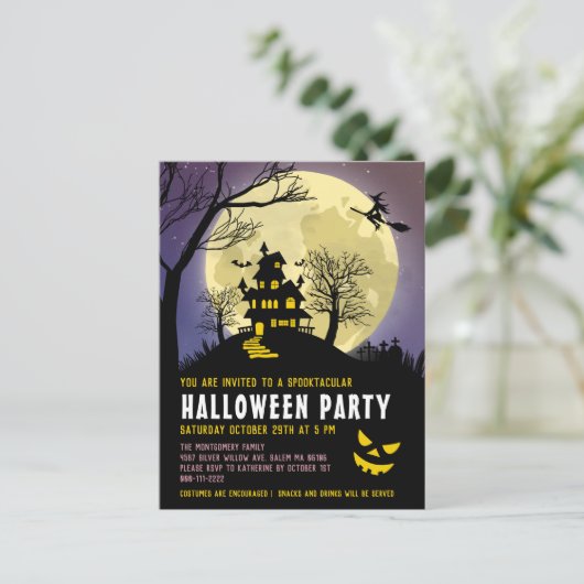 Uitnodiging Kinder Halloween-partij voor het Haunh (Staand voorkant)