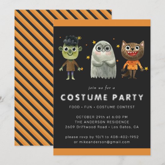 Uitnodiging kinder Halloweenfeest (Voorkant / Achterkant)