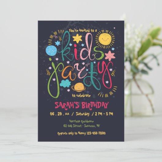 Uitnodiging Kinder partij (Staand voorkant)