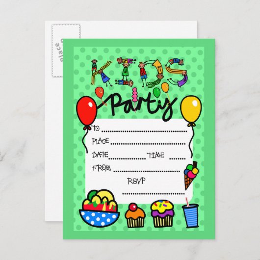 Uitnodiging Kinder partij (Voorkant / Achterkant)