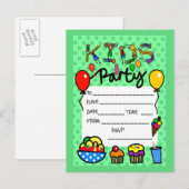 Uitnodiging Kinder partij Briefkaart (Voorkant / Achterkant)