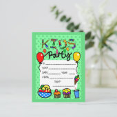 Uitnodiging Kinder partij Briefkaart (Staand voorkant)