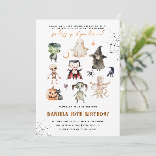 Uitnodiging Kinder partij Halloween (Staand voorkant)