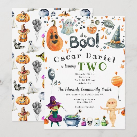 Uitnodiging Kinder partij Halloween (Voorkant / Achterkant)