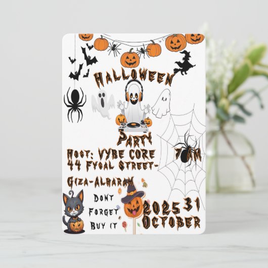 Uitnodiging Kinder partij Halloween (Staand voorkant)