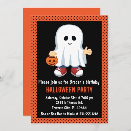 Uitnodiging Kinder partij Halloween (Voorkant / Achterkant)