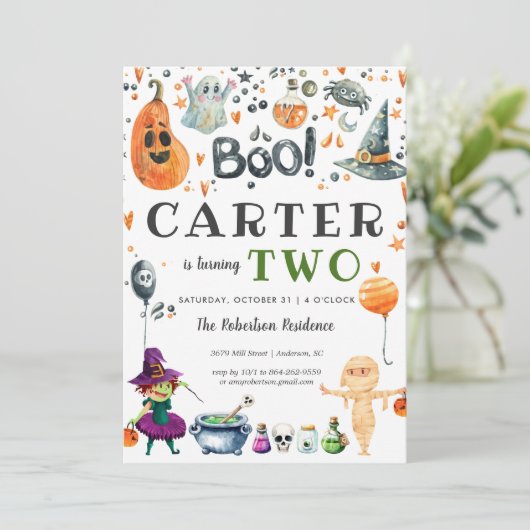 Uitnodiging Kinder partij Halloween (Staand voorkant)