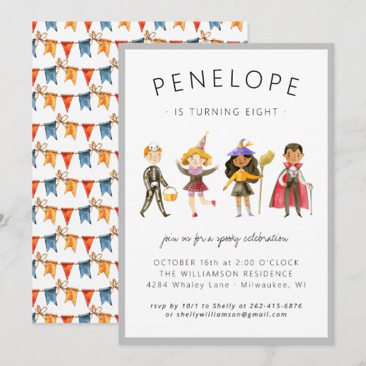 Uitnodiging Kinder partij Halloween (Voorkant / Achterkant)