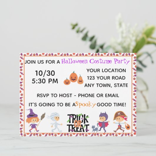 Uitnodiging Kinder partij Halloween (Staand voorkant)