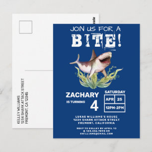 Uitnodiging Kinder partij Shark Birthday