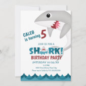 Uitnodiging Kinder partij Shark Birthday (Voorkant)