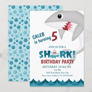Uitnodiging Kinder partij Shark Birthday