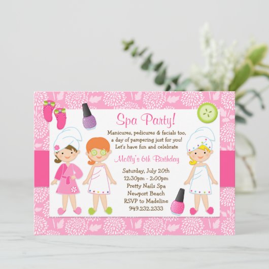 Uitnodiging Kinder Spa Birthday (Staand voorkant)