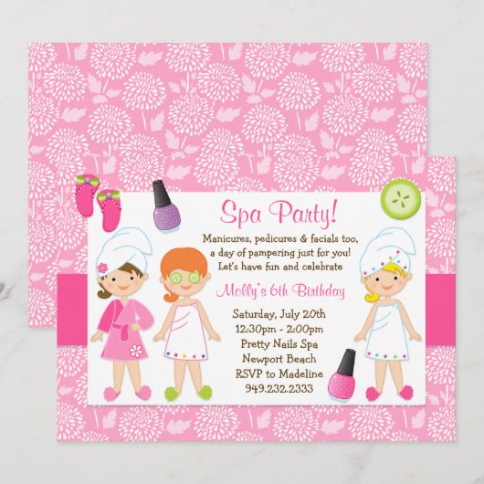 Uitnodiging Kinder Spa Birthday (Voorkant / Achterkant)