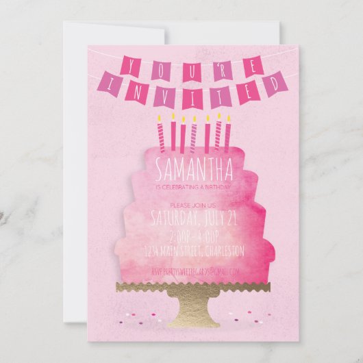 Uitnodiging Kinderverjaardag - Mooi Roze (Voorkant)